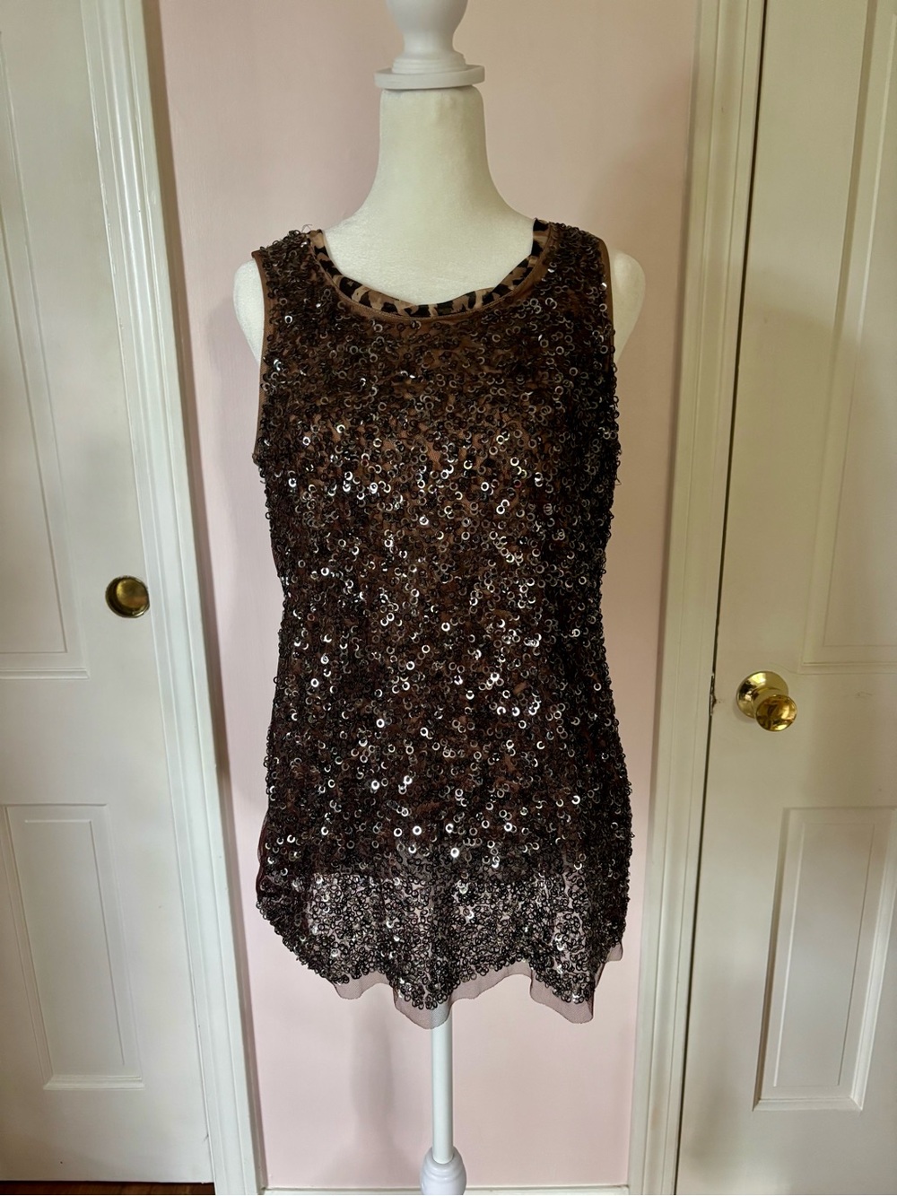 Chico's Brown Sequin Sleeveless top